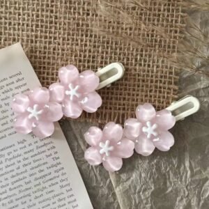 Glossy flowers set 2 hair pins